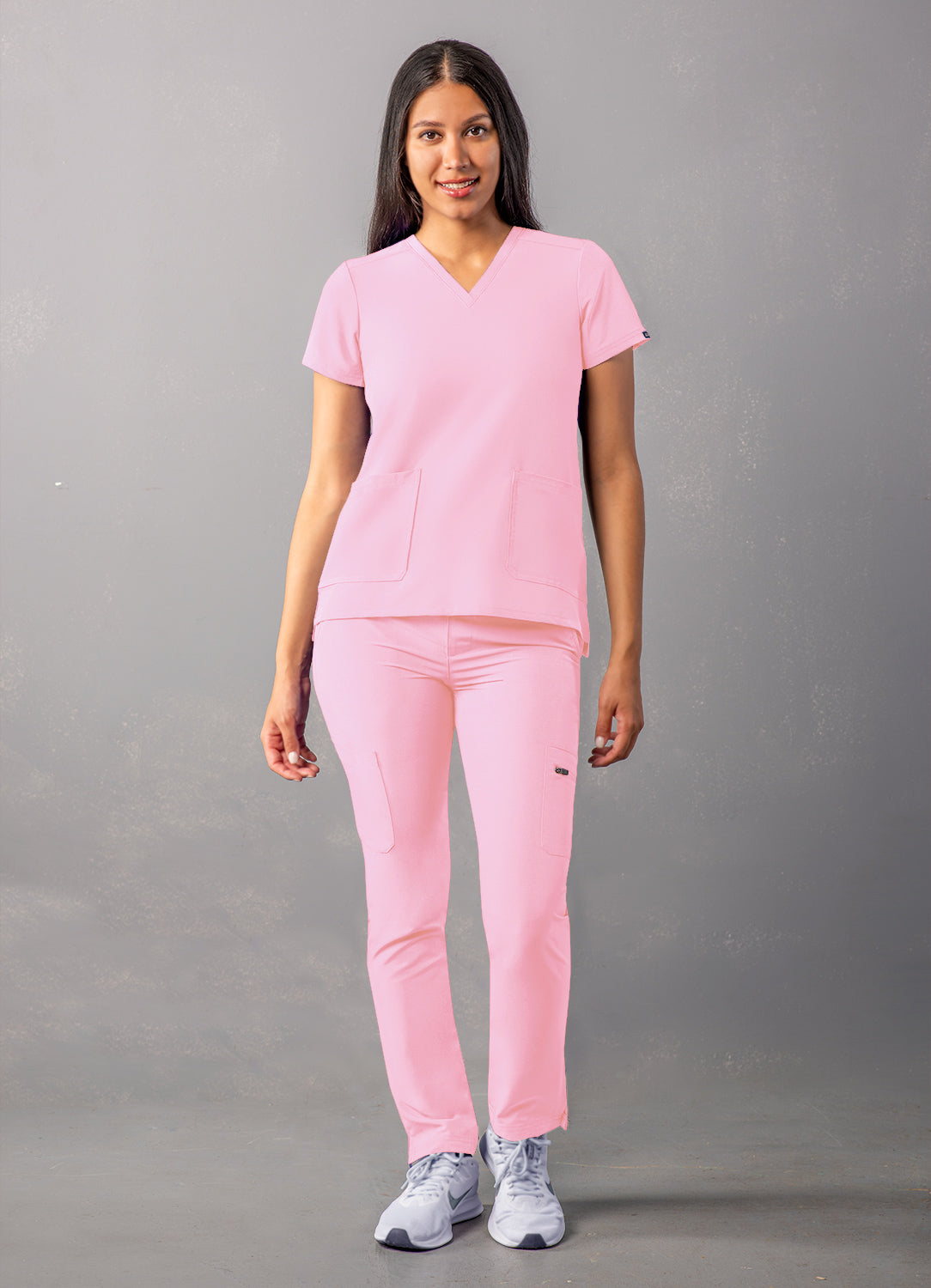 Soft Pink Modern V-Neck Top